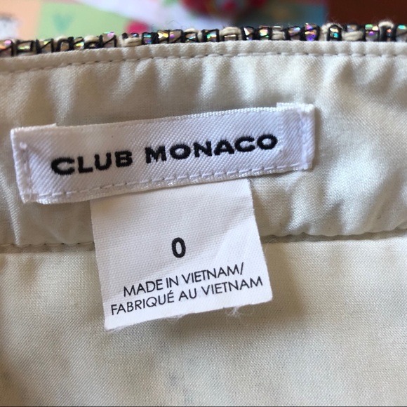 CLUB MONACO Glitter White Leather Mini Skirt, sz 0 - Picture 7 of 8